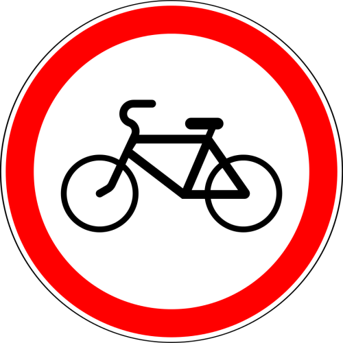 Дорожный знак: 3.9 Движение на велосипеде запрещено