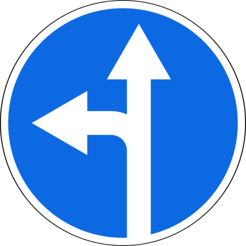 Дорожный знак: 4.1.5 Движение прямо или налево