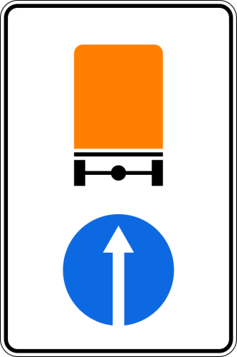 Дорожный знак: 4.8.1 Направление движения транспортных средств с опасными грузами