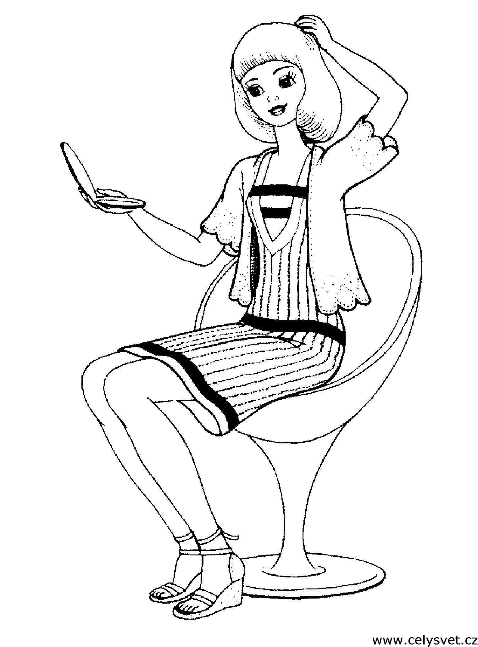 Раскраска девочка на стуле