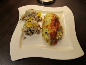 Кулинарный рецепт: Рис запеченный с треской и шпинатом: Легкое полезное блюдо - рис запеченный со шпинатом, рыбой и сырным соусом